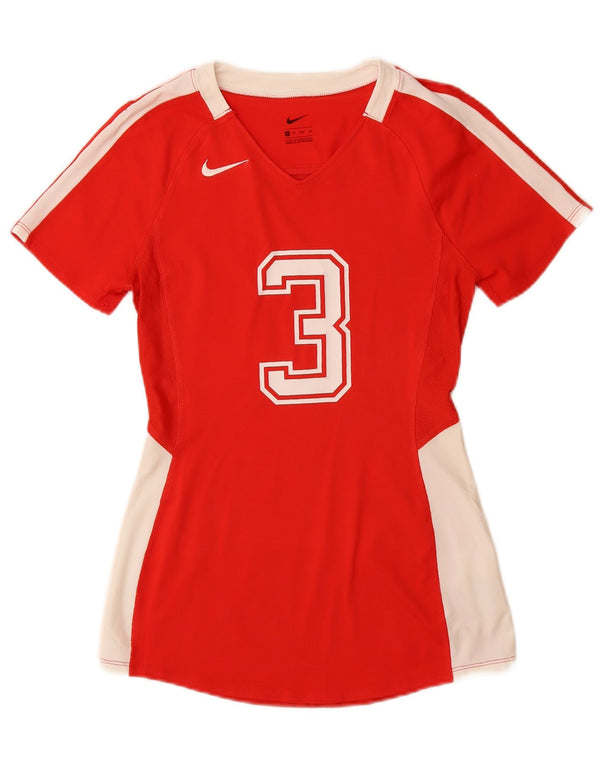 Camiseta feminina Nike Summit Graphic Top UK 6 XS Vermelho Colourblock Poliéster