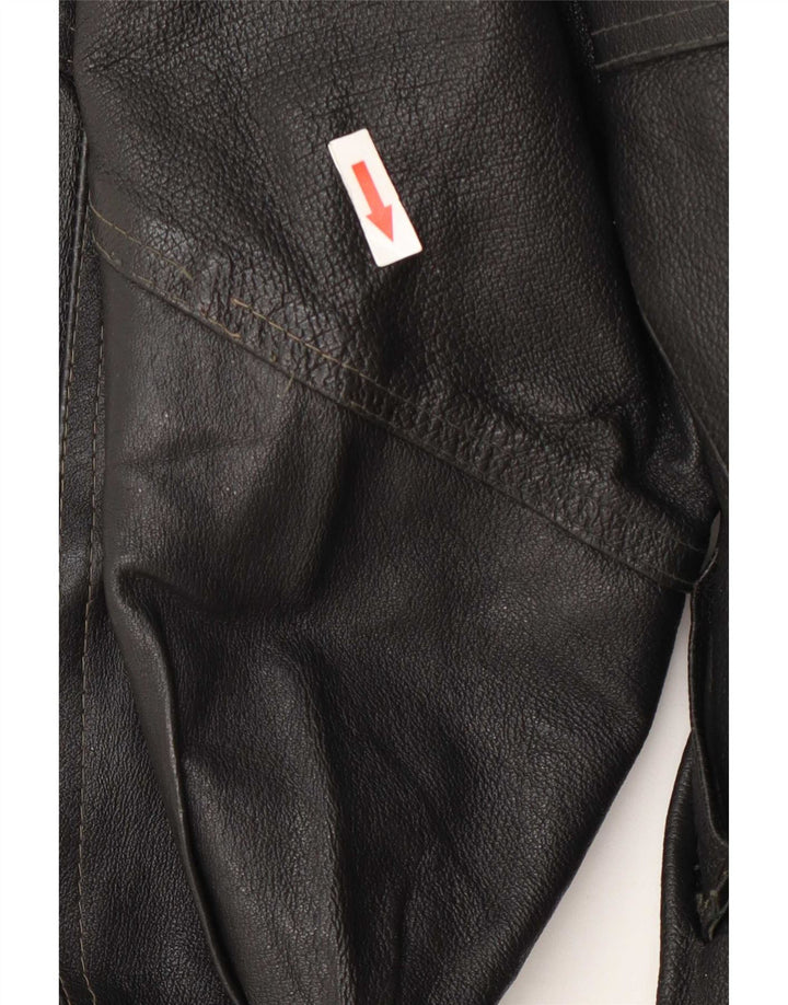 Jaqueta de couro feminina vintage UK 14 grande preta