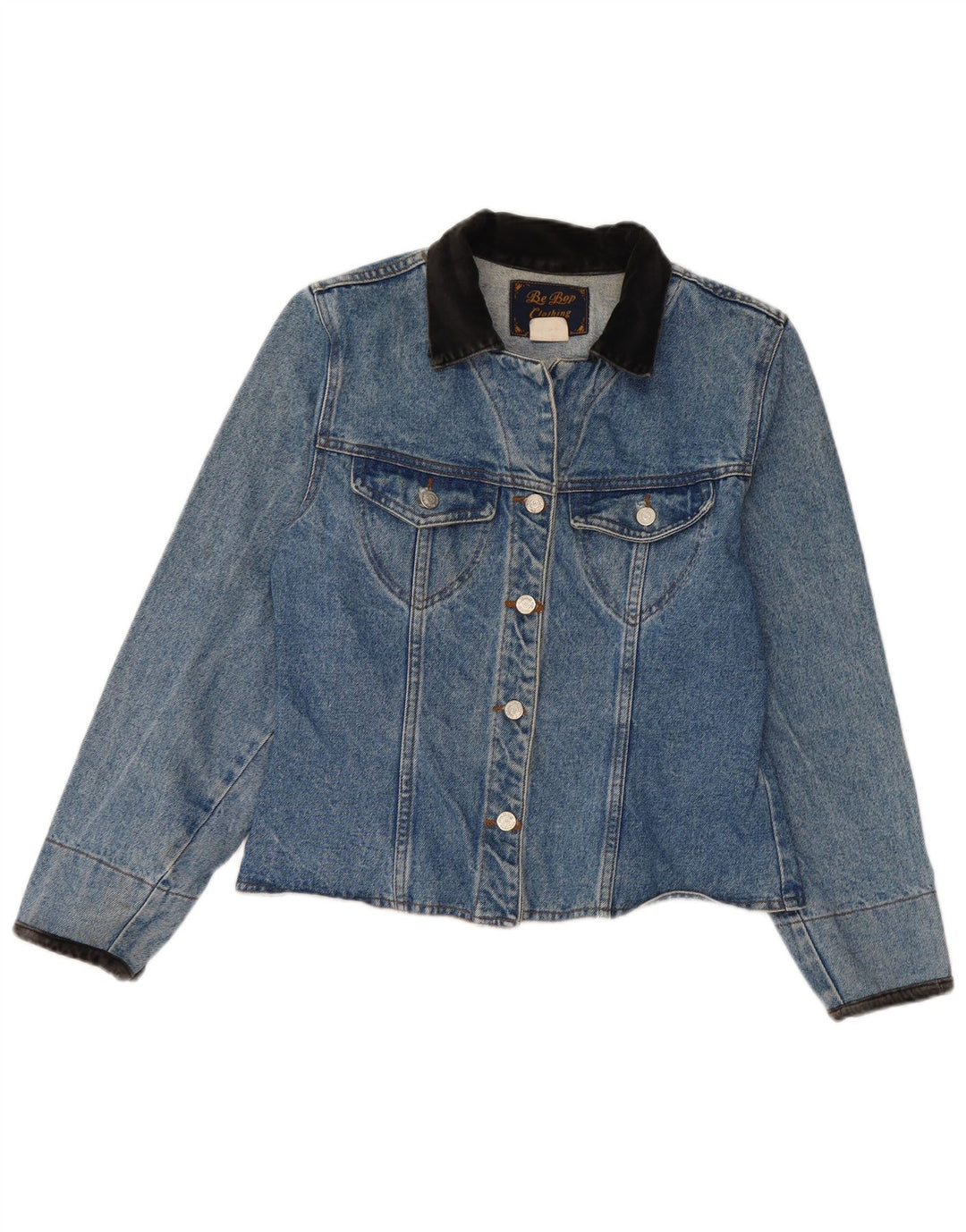 Jaqueta jeans feminina vintage Reino Unido 14 grande algodão azul