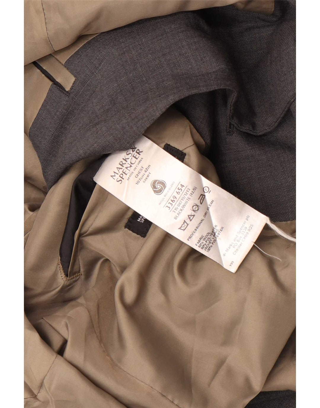 Jaqueta blazer masculina de 2 botões Marks & Spencer Reino Unido 42 grande lã cinza