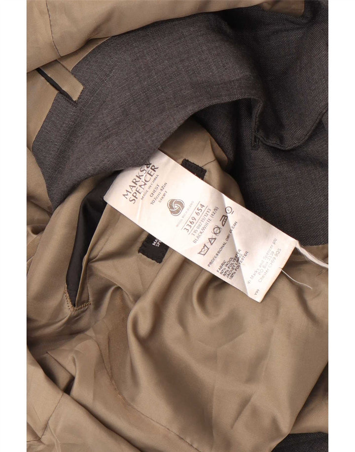 Jaqueta blazer masculina de 2 botões Marks & Spencer Reino Unido 42 grande lã cinza