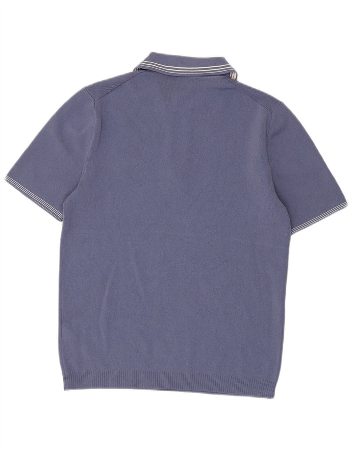 Camisa polo masculina Reiss com zíper e viscose azul pequena