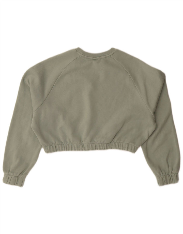 Puma Womens Crop Oversized Moletom Jumper Reino Unido 10 Pequeno Algodão Verde