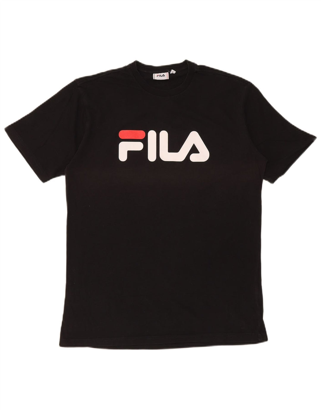Fila Mens Graphic T-Shirt Top Pequeno Algodão Preto