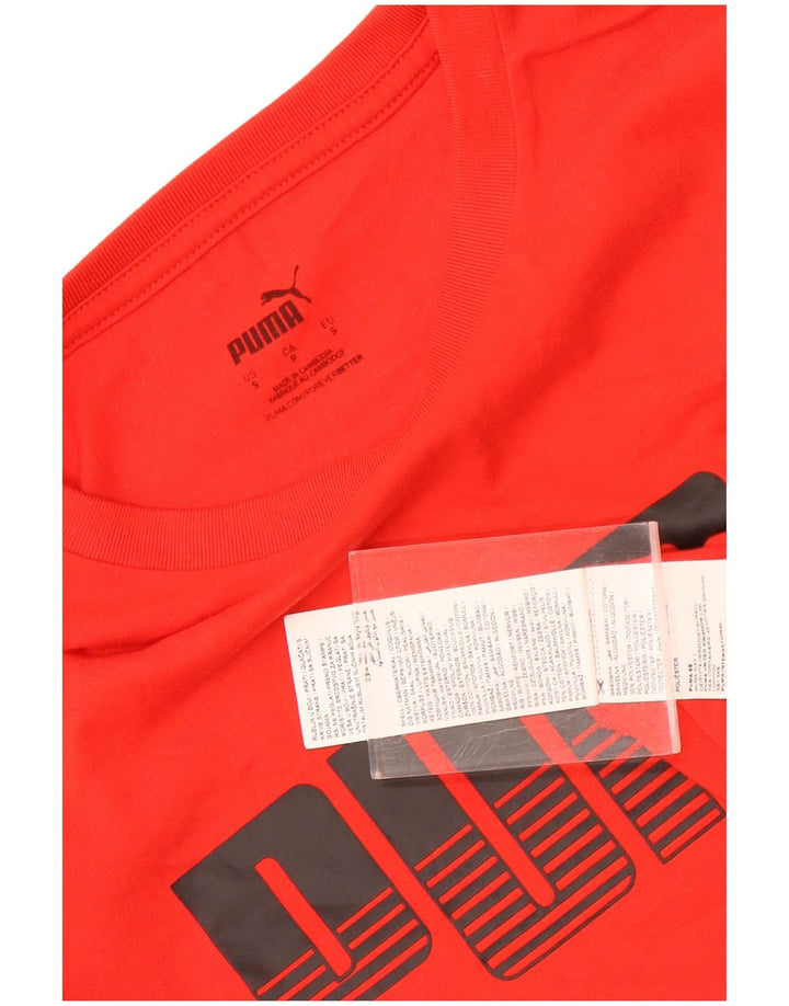 Puma Mens Graphic T-Shirt Top Pequeno Algodão Vermelho