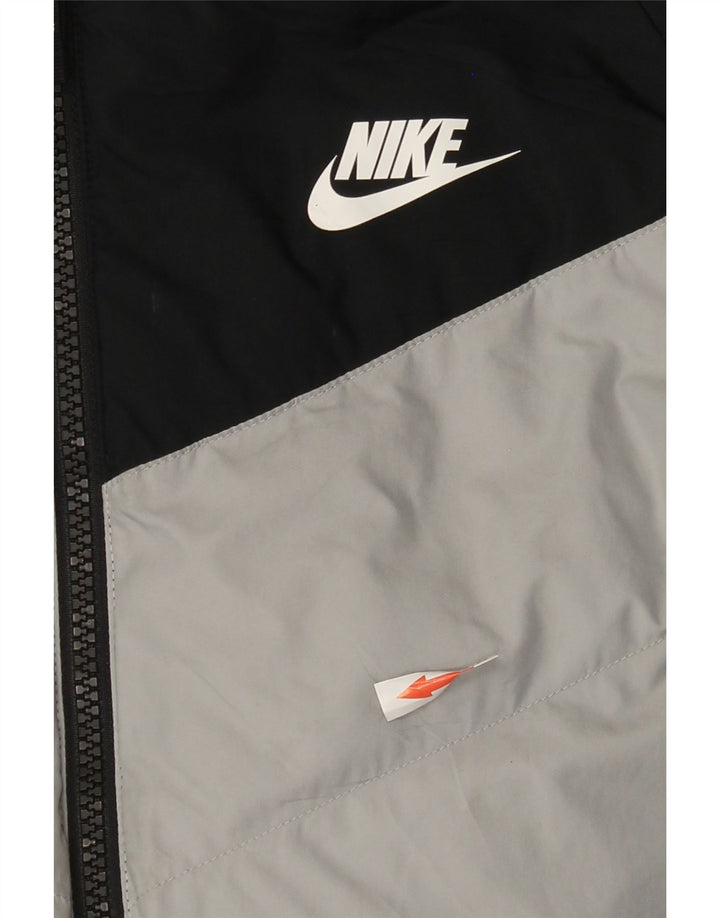 Jaqueta acolchoada com capuz Nike Boys 13-14 anos XL preto colorblock poliéster