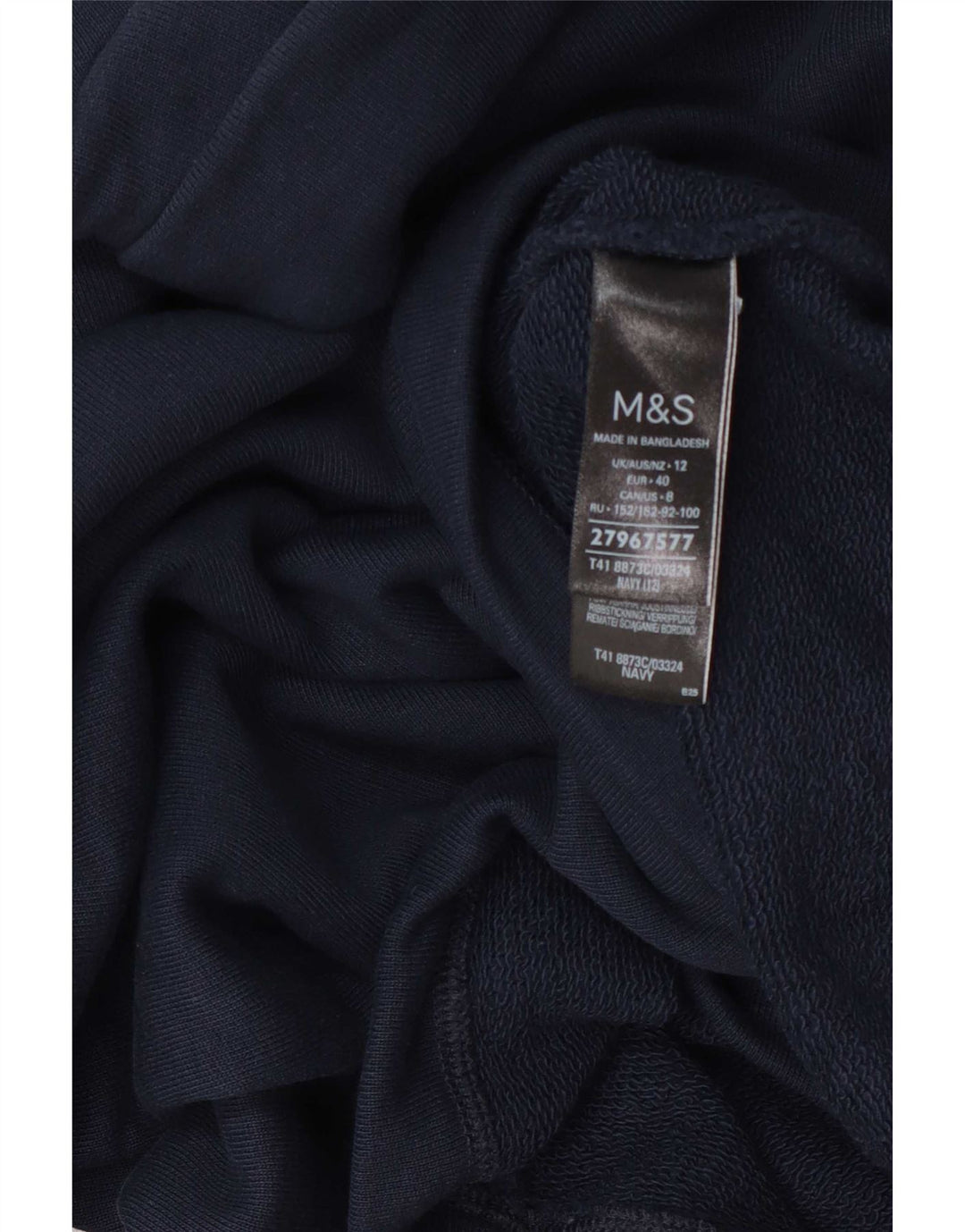 Suéter feminino Marks & Spencer com gola redonda e gola redonda Reino Unido 12 médio azul marinho