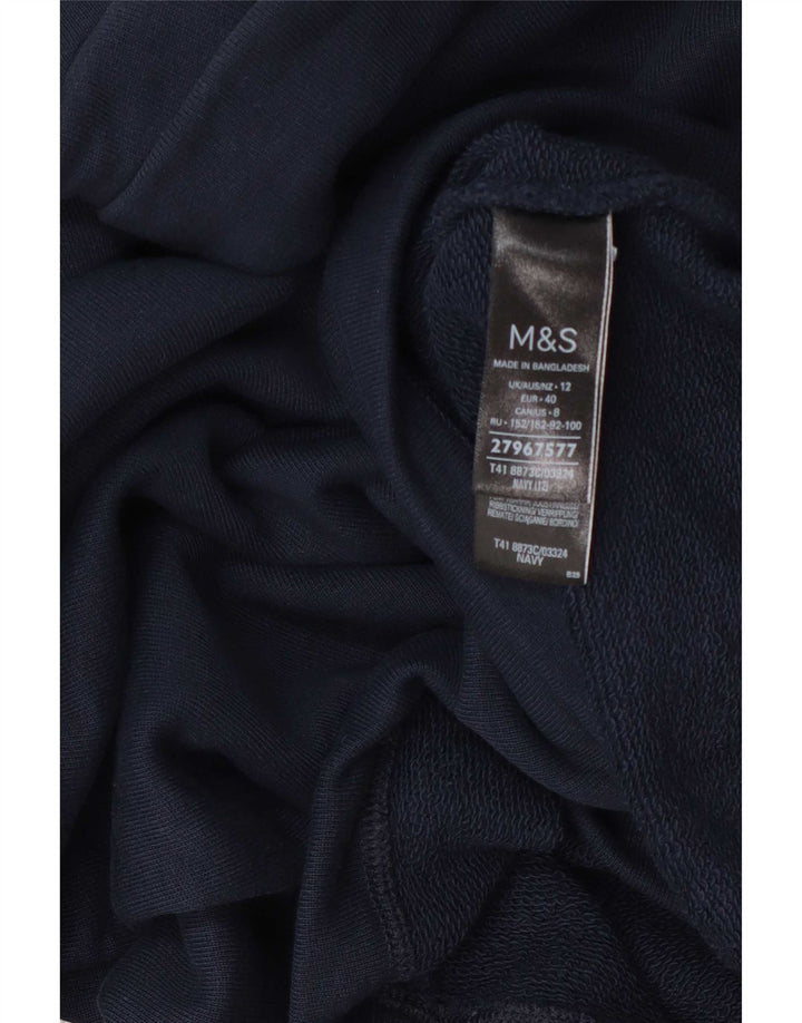 Suéter feminino Marks & Spencer com gola redonda e gola redonda Reino Unido 12 médio azul marinho