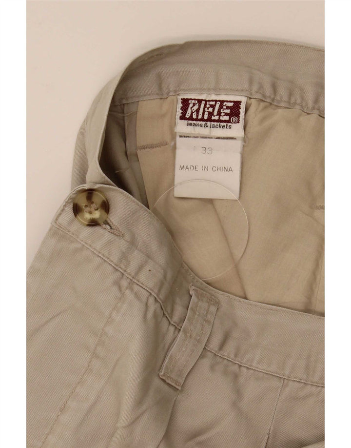 Rifle Mens Pegged Chino Shorts W33 Algodão Bege Médio