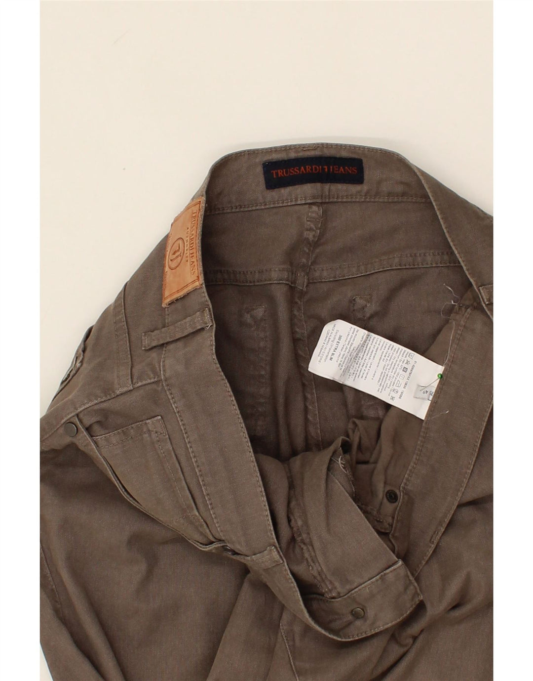 TRUSSARDI Mens Straight Casual Trousers W35 L30 Brown Cotton Vintage Trussardi and Second-Hand Trussardi from Messina Hembry 