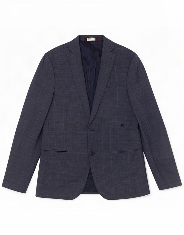 Marks & Spencer Mens Slim Fit 1 Button Blazer Jacket UK 40 Large Blue Check