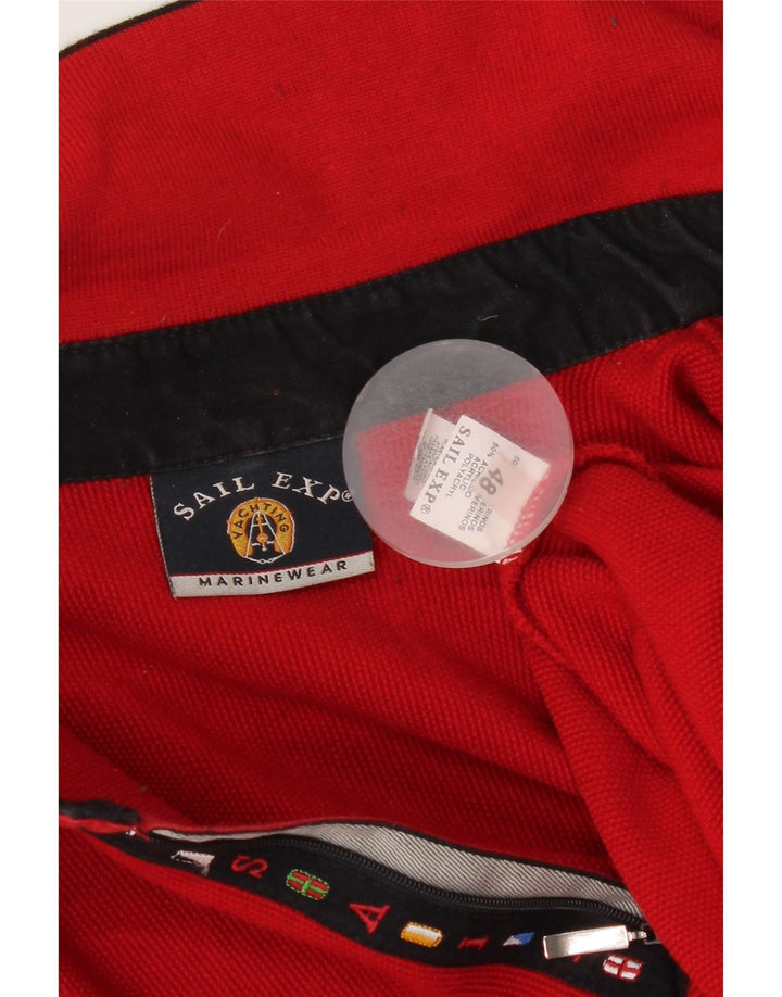 SAIL EXP Suéter masculino com gola polo IT 48 lã merino vermelha média