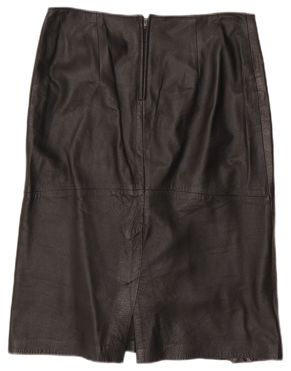 Saia de couro feminina vintage W30 média preta