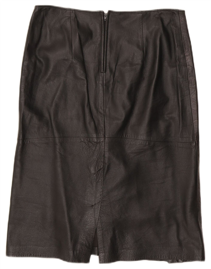 Saia de couro feminina vintage W30 média preta