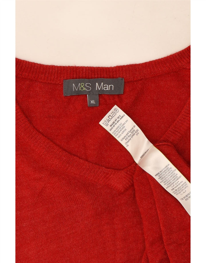 Suéter masculino Marks & Spencer com decote em V XL vermelho acrílico