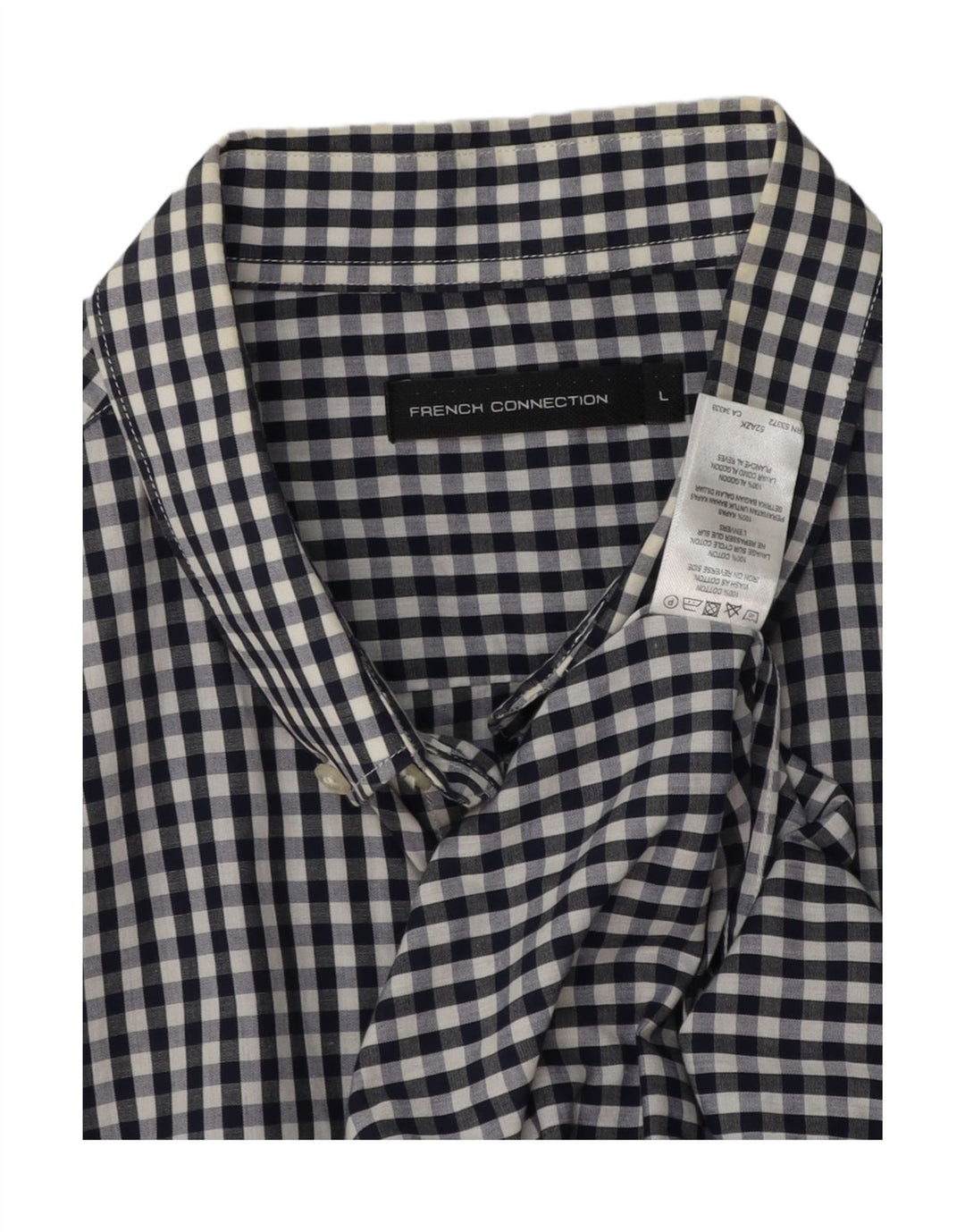 Camisa masculina FRENCH CONNECTION grande algodão guingão azul marinho