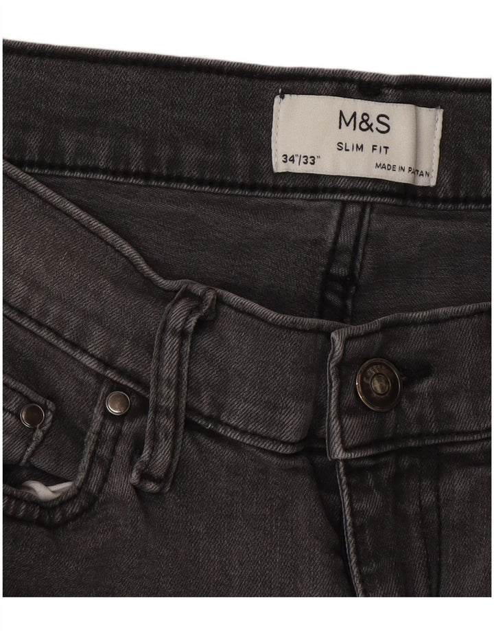 Marks & Spencer Mens Slim Jeans W34 L33 Algodão Cinza