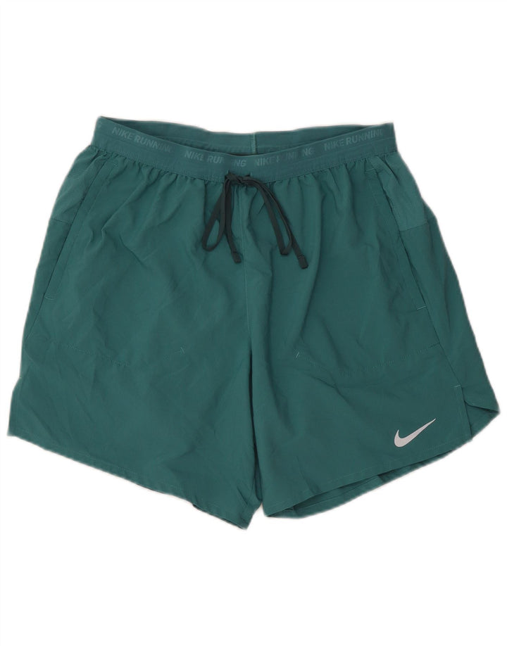 Shorts esportivos femininos NIKE Dri Fit Graphic UK 14 poliéster verde médio
