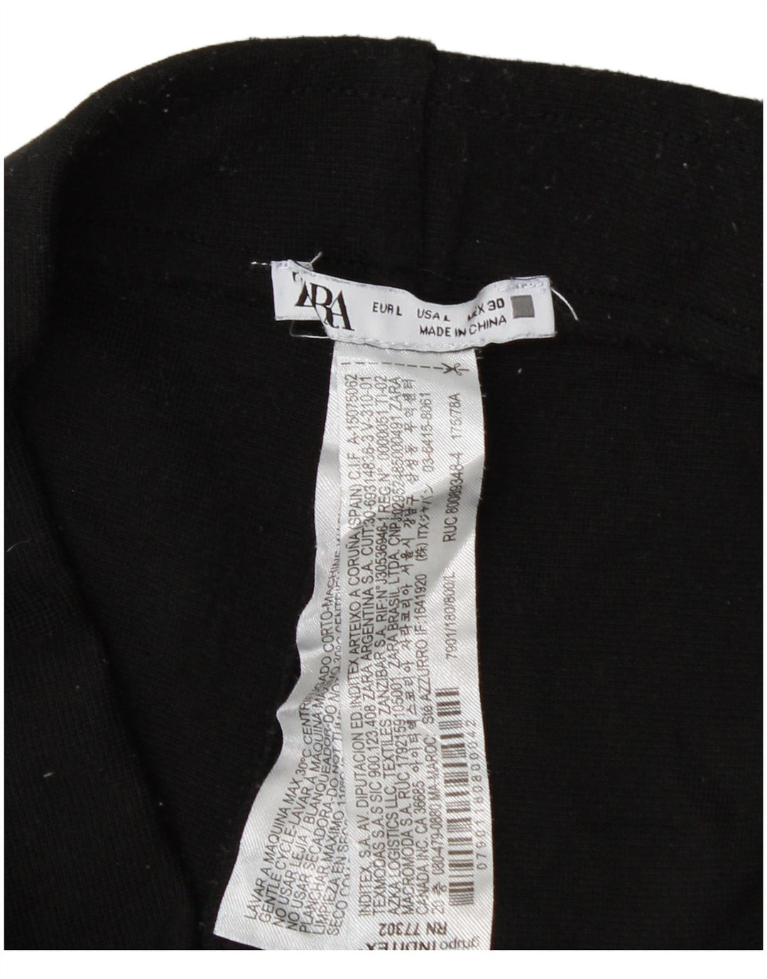 Leggings femininos Zara UK 14 poliéster preto grande