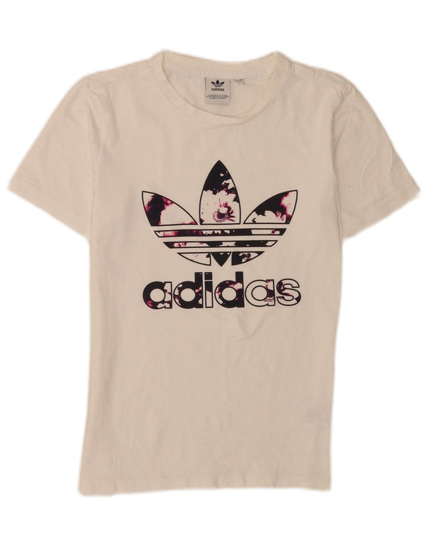 Camiseta Adidas Feminina Graphic Top UK 6 XS Algodão Branco