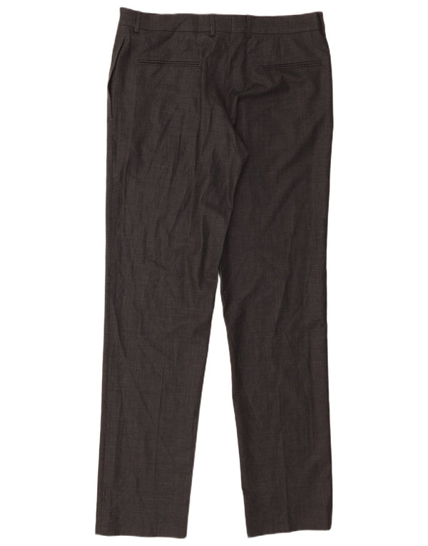 Zara Mens Straight Suit Trousers EU 44 Large W34 L34 Grey Wool