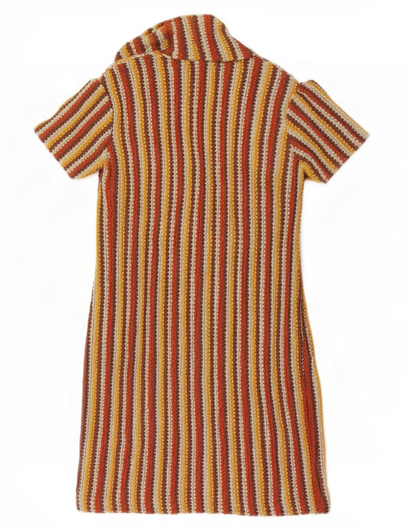Vestido jumper feminino de manga curta Urban Outfitters Reino Unido 6 XS listrado marrom