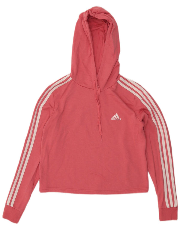 Adidas Womens Crop Hoodie Jumper Reino Unido 8/10 Pequeno Algodão Rosa