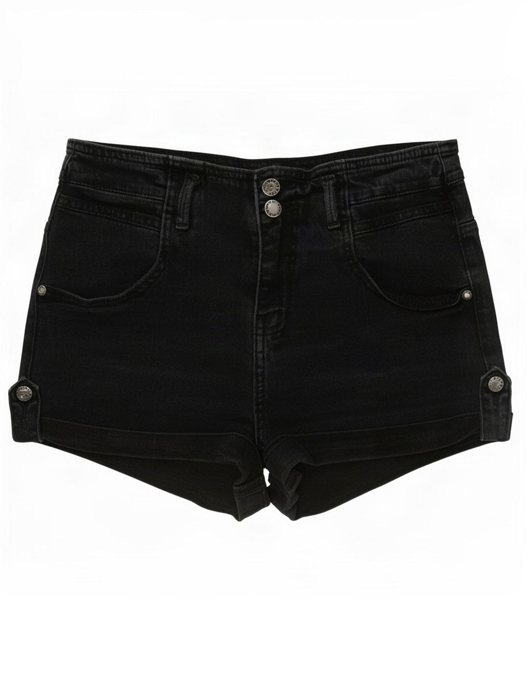 Topshop feminino moto jeans shorts médio W28 preto