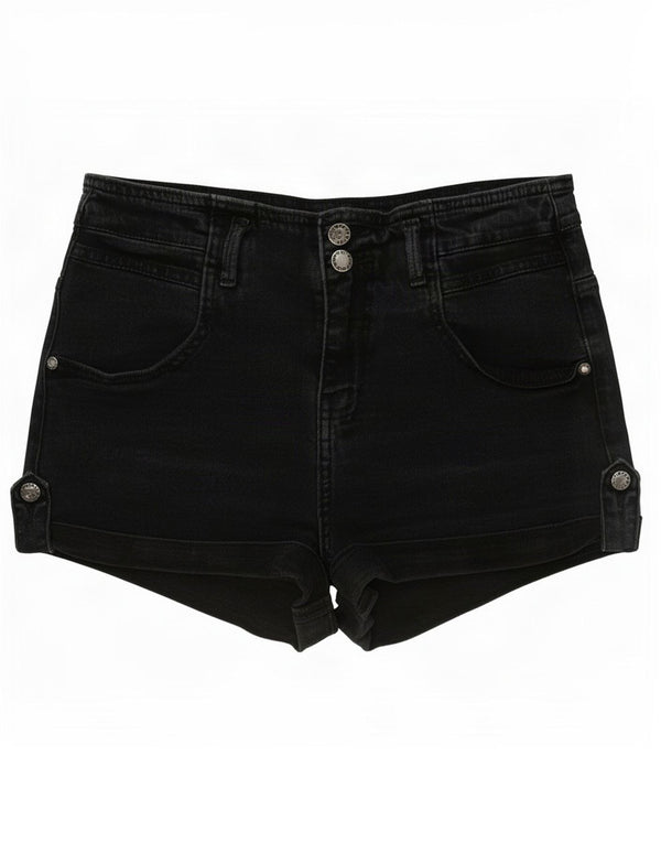 Topshop feminino moto jeans shorts médio W28 preto