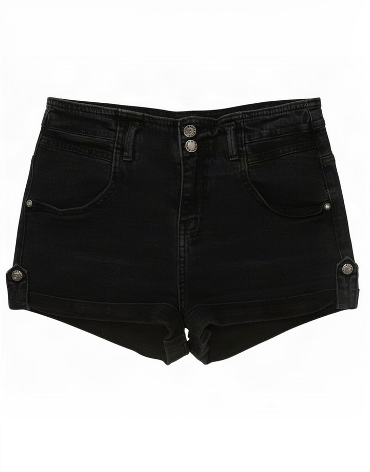 Topshop feminino moto jeans shorts médio W28 preto