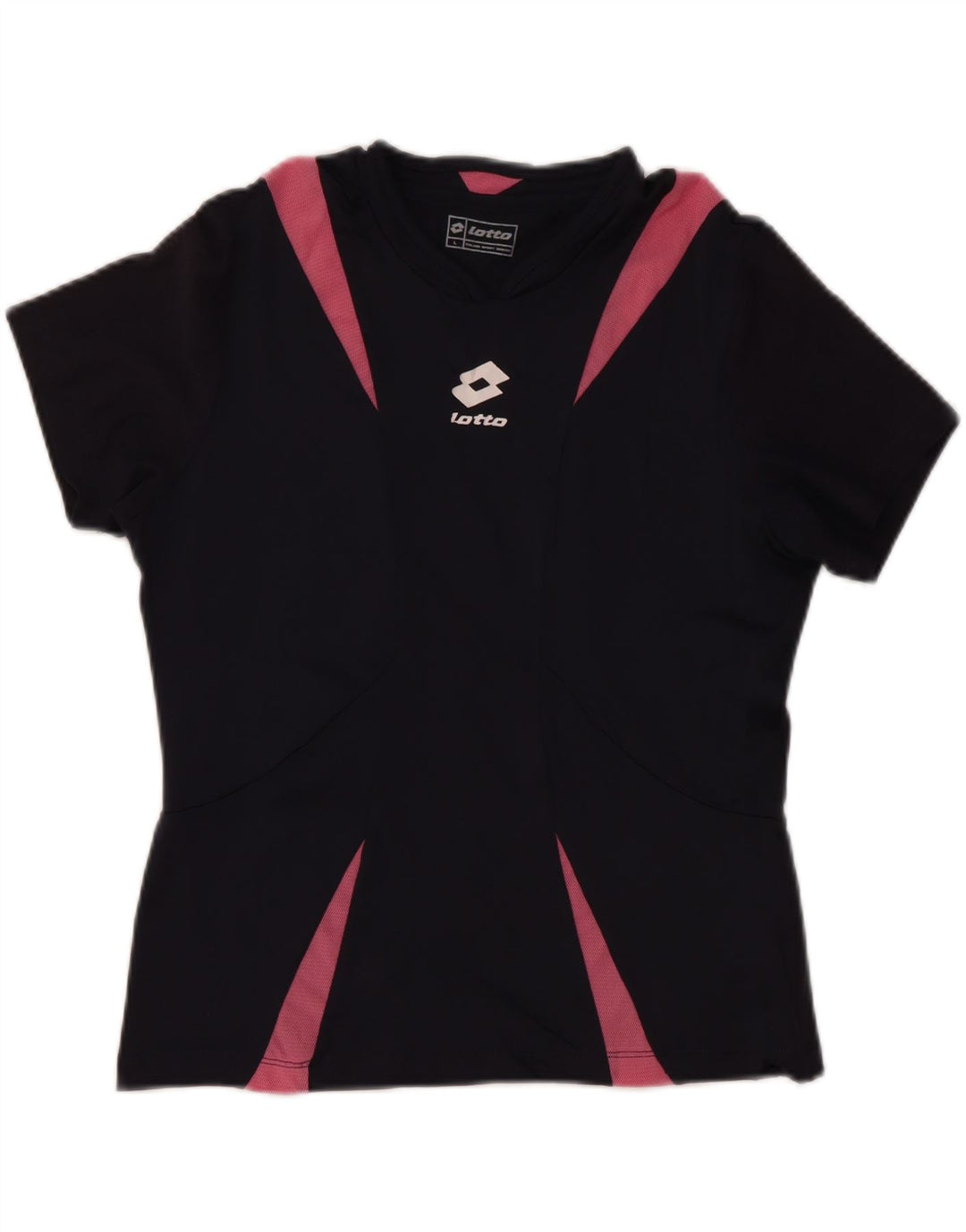 Camiseta feminina LOTTO UK 14 grande bloco colorido preto poliamida