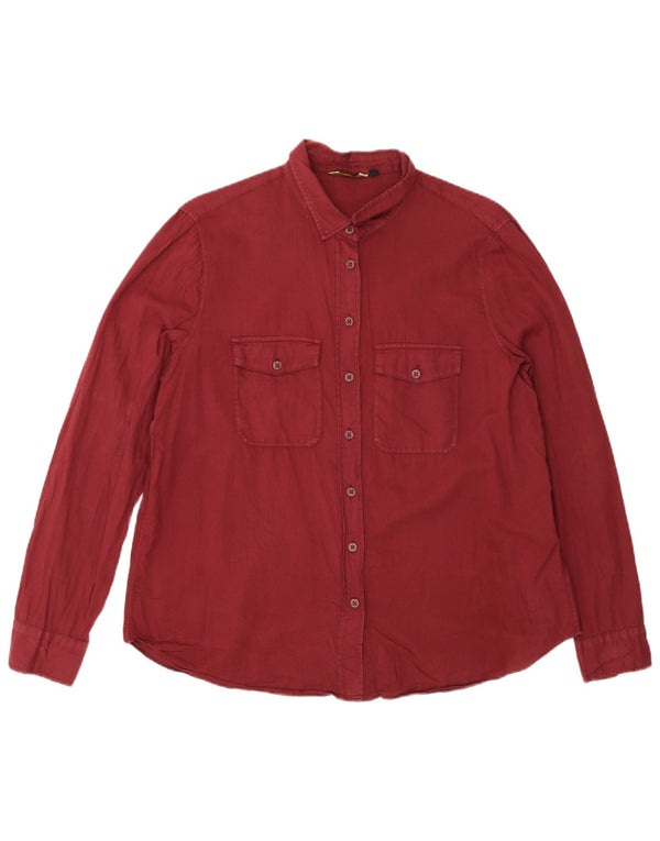 Camisa feminina Massimo Dutti EU 44 XL algodão borgonha