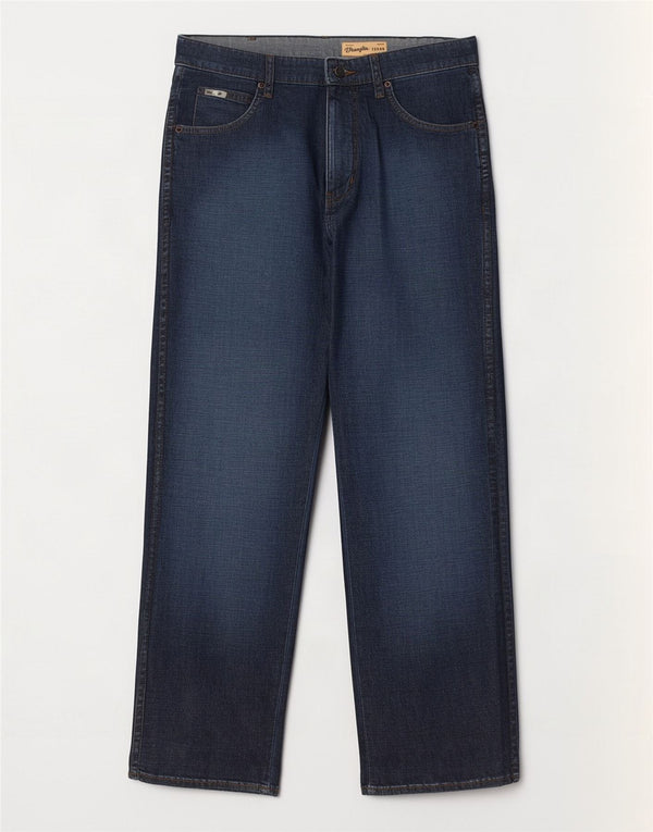 Wrangler Masculino Texas Stretch Straight Jeans W34 L28 Azul Marinho Algodão