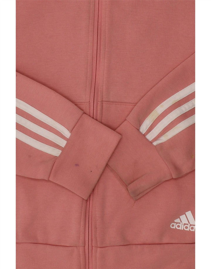 ADIDAS Girls Zip Hoodie Sweater 13-14 Years Pink Cotton Vintage Adidas and Second-Hand Adidas from Messina Hembry 
