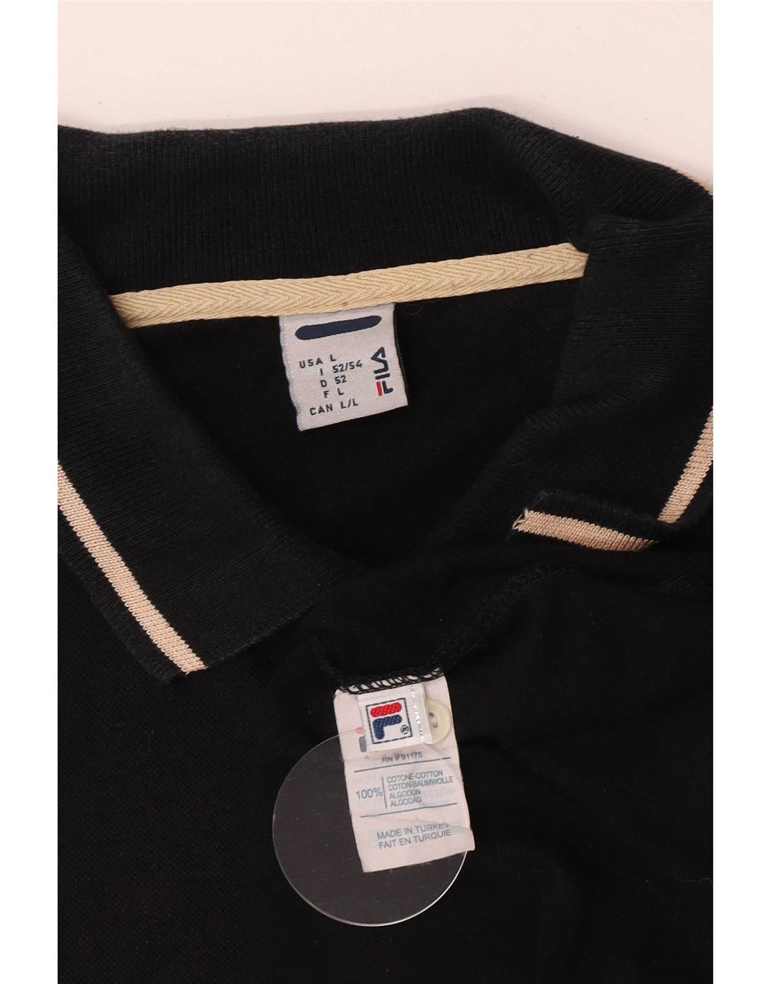 Camisa polo masculina Fila grande algodão listrado preto