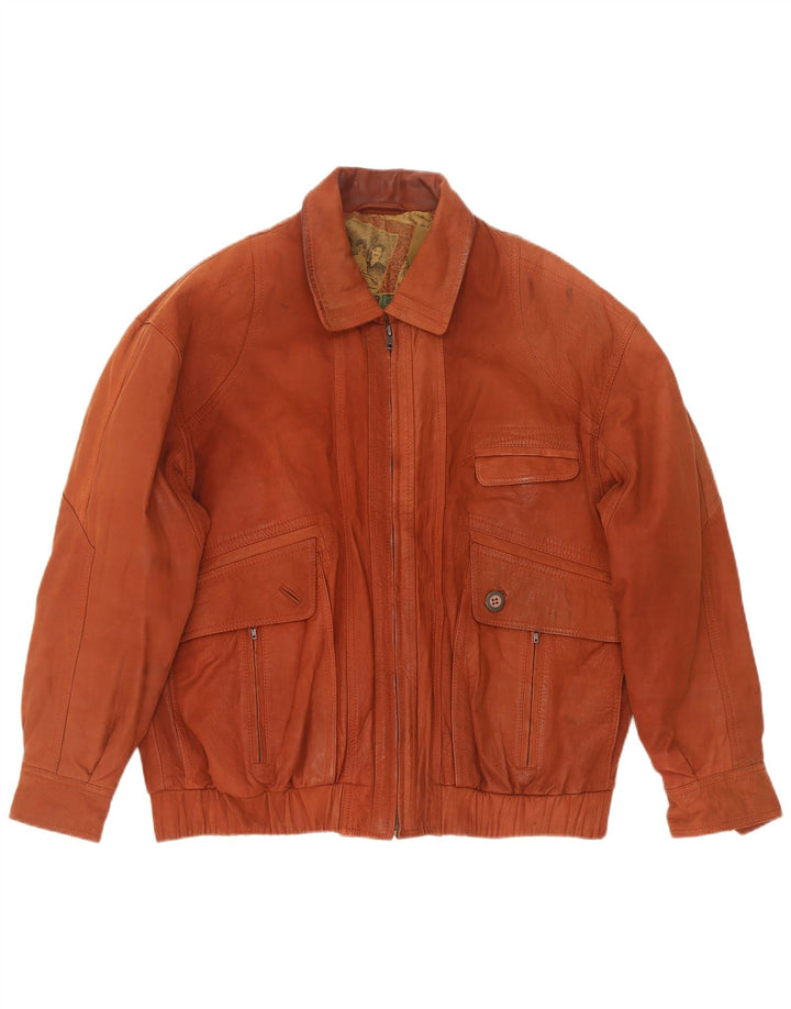Jaqueta de couro masculina vintage IT 46 pequena marrom