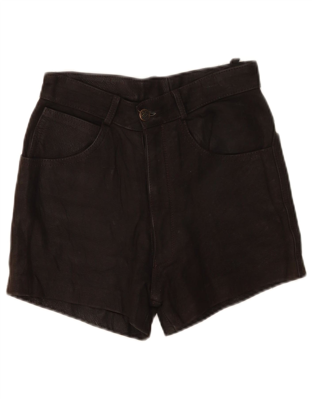 Shorts de couro feminino vintage W24 XS preto