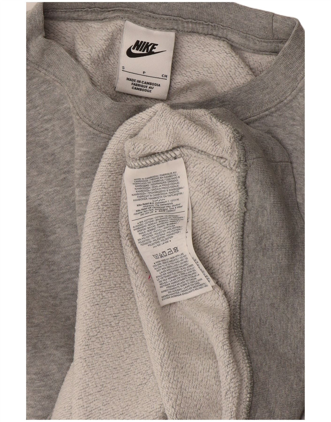 Nike feminino gráfico oversized moletom jumper reino unido 10 pequeno cinza algodão