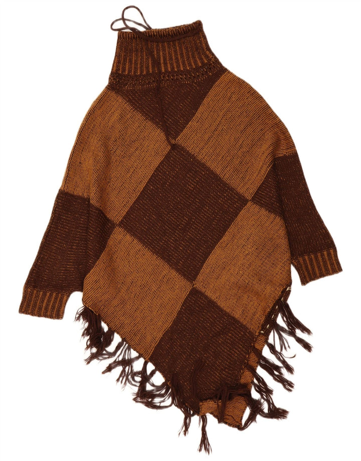 Pashmina Poncho Jumper feminino tamanho único marrom Argyle/Diamante Cashmere