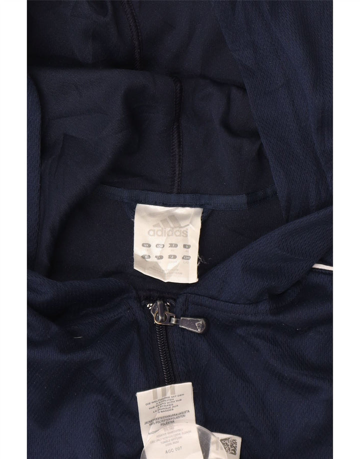 Adidas Womens Hooded Tracksuit Top Jacket UK 18 XL Azul Marinho Poliéster