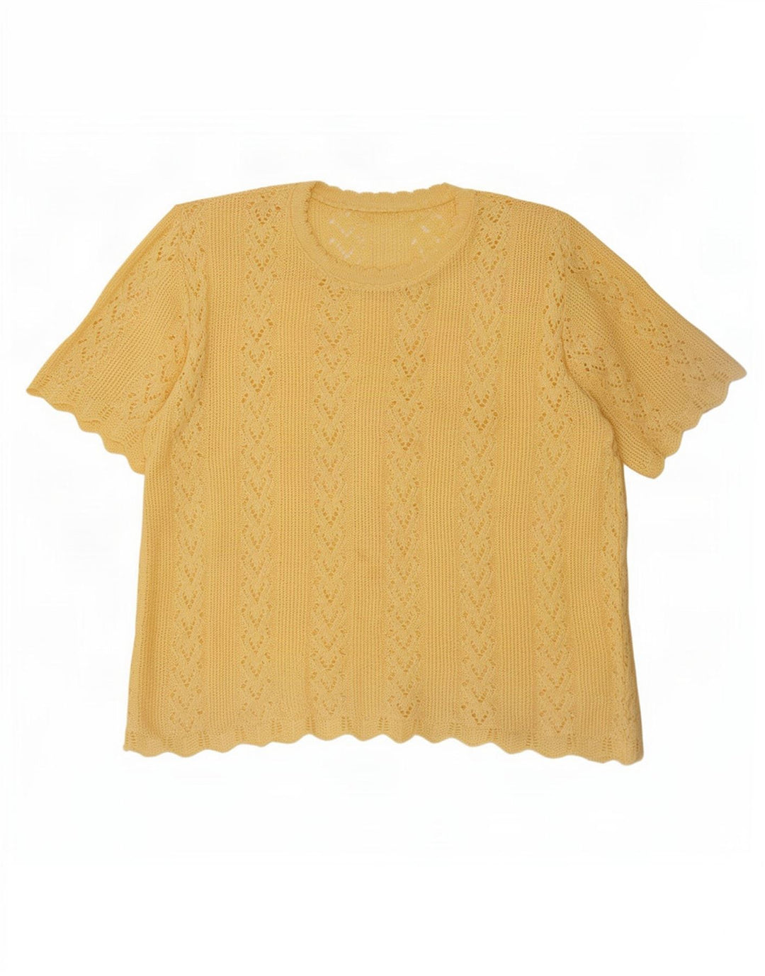 Blusa feminina vintage de malha grande tamanho UK 14 amarelo médio
