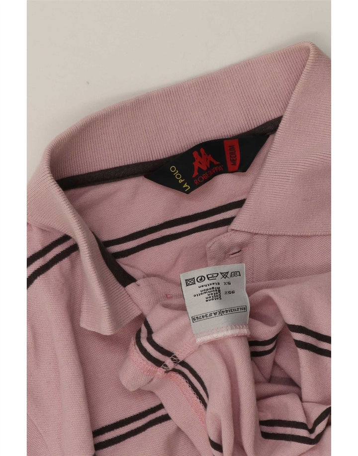Camisa polo masculina Kappa médio algodão listrado rosa