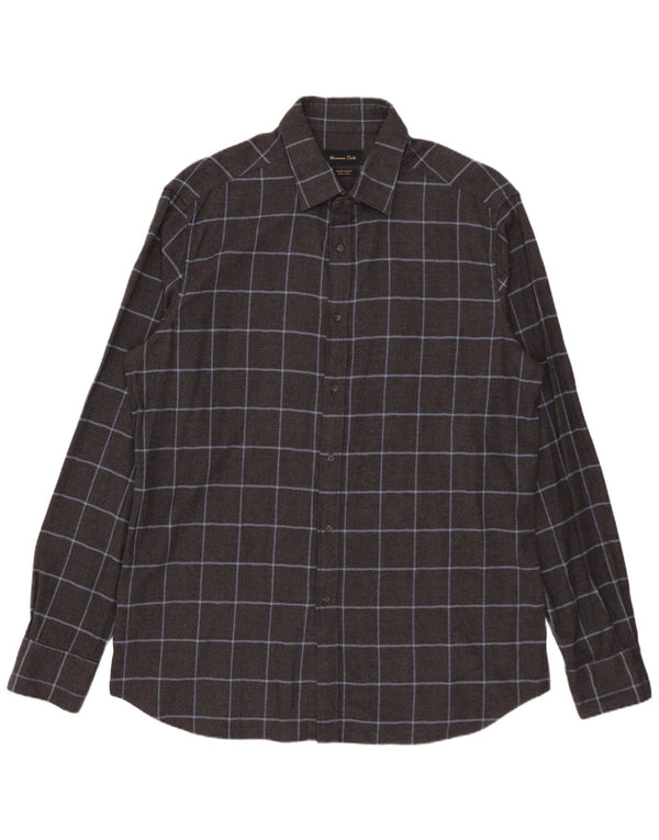 Camisa masculina de flanela MASSIMO DUTTI XL algodão xadrez cinza