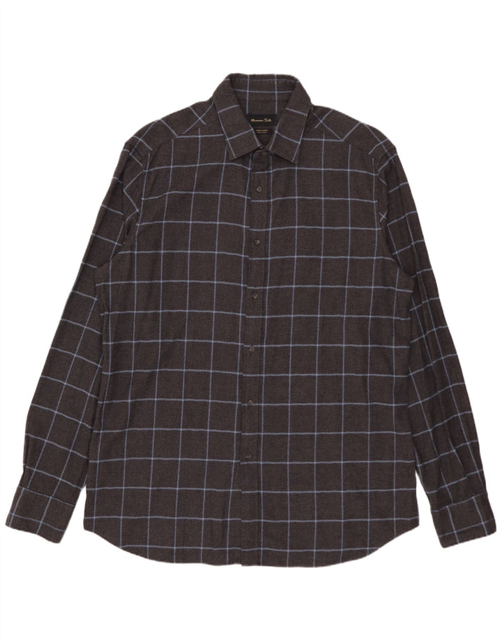 Camisa masculina de flanela MASSIMO DUTTI XL algodão xadrez cinza
