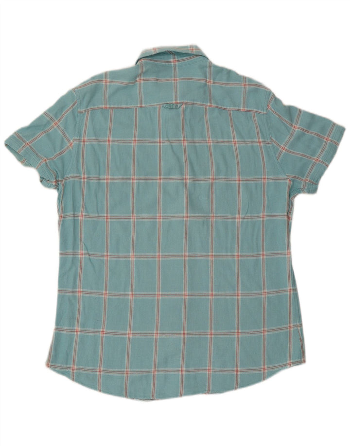 Crew Clothing Camisa masculina de manga curta grande turquesa xadrez viscose