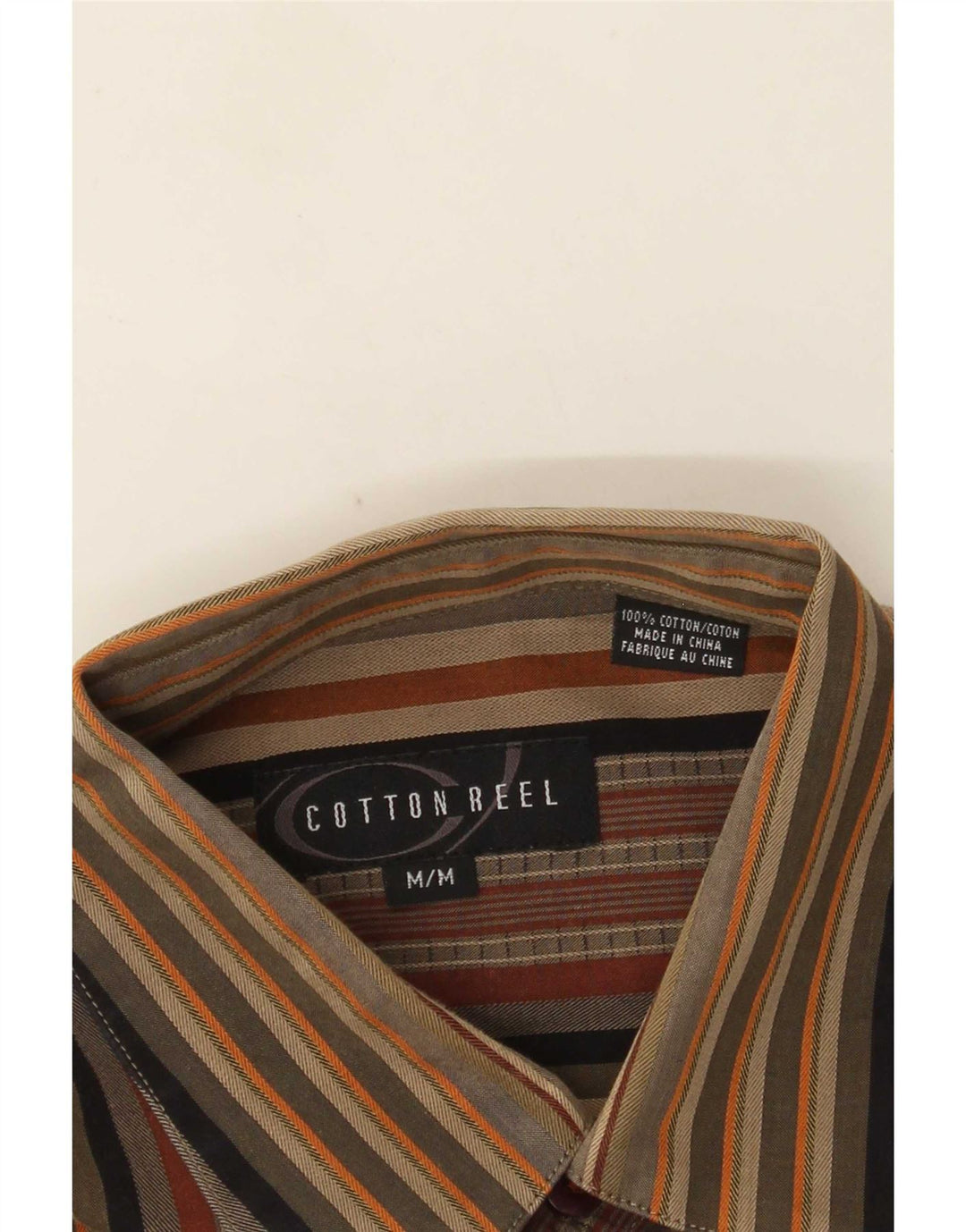 Camisa masculina de ajuste regular Cotton Reel listrada verde médio
