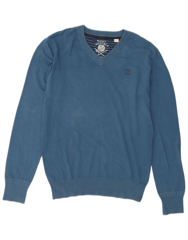 Suéter masculino diesel com decote em V grande algodão azul