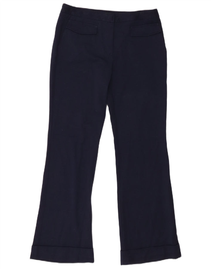 Calça casual feminina Zara Bootcut médio W28 L30 azul marinho poliéster