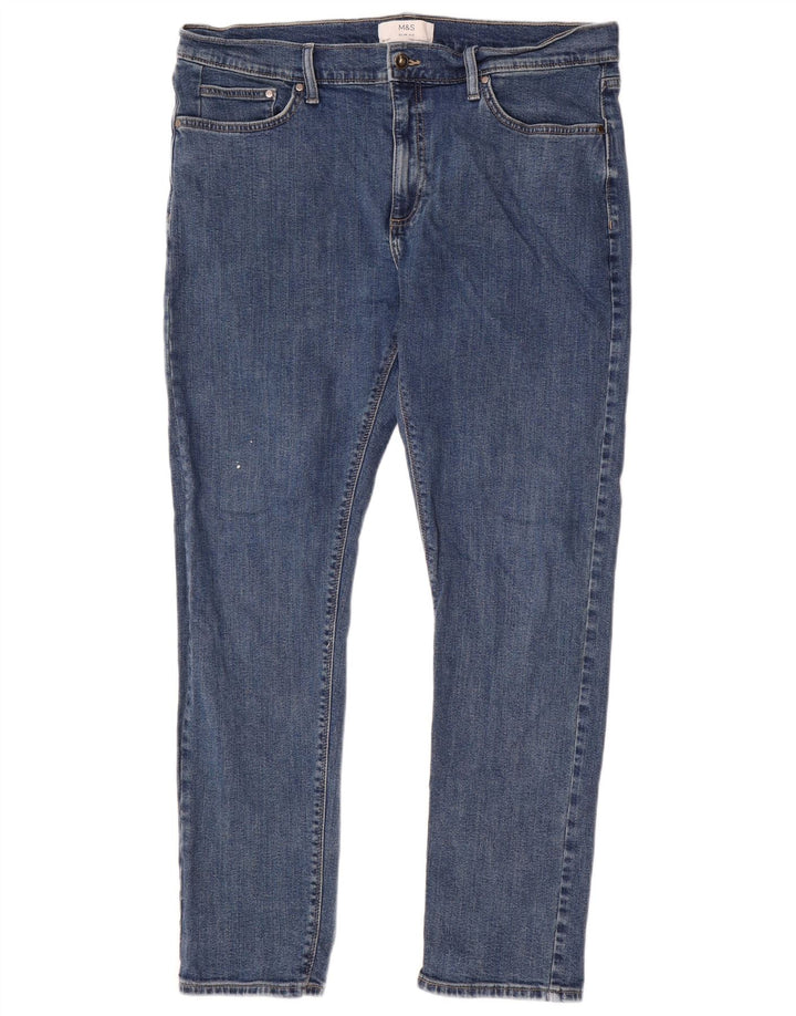 Marks & Spencer Mens Slim Jeans W36 L31 Azul Algodão