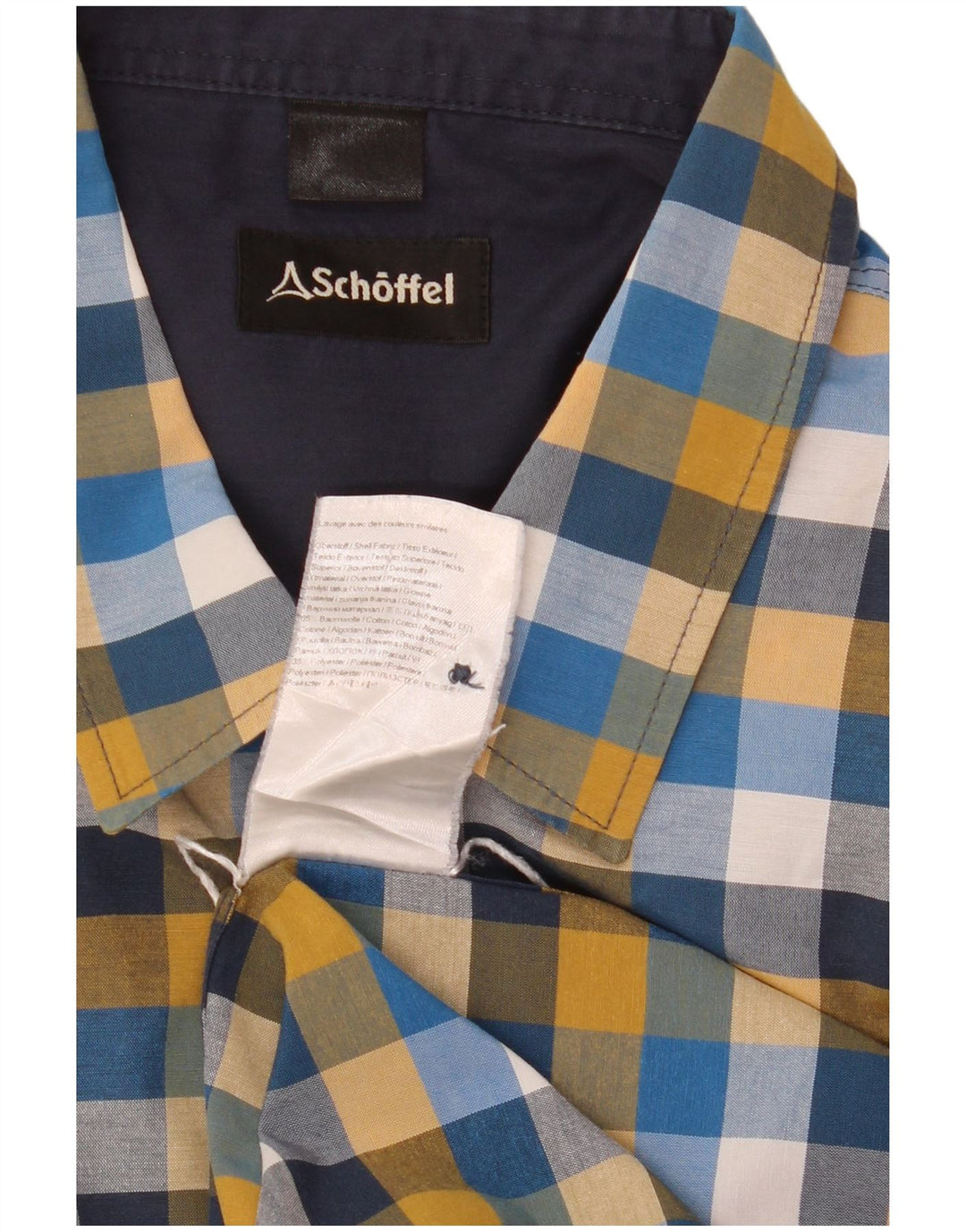 Camisa masculina Schoffel grande algodão xadrez azul
